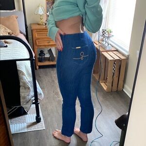 Lilly Pulitzer Ocean Clay High Rise Side Zip Blue Denim Flare Jeans — Women’s 4